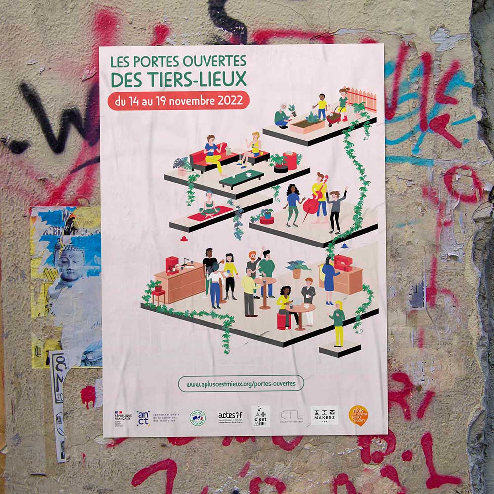 affiche illustrée tiers lieux